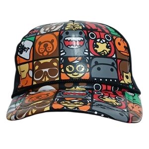 emoji-style character trucker  adjustable snapback cap.
